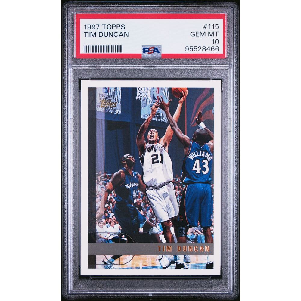 1997 Topps #115 Tim Duncan RC PSA 10 Gem Mint San Antonio Spurs